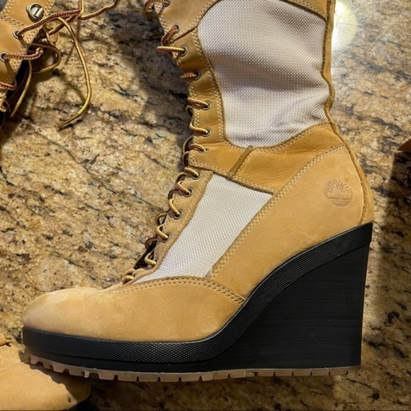 Timberland Women’s Spring Point Lace Up 14” Wedge Boots Wheat/Brown size 7 - Picture 6 of 9